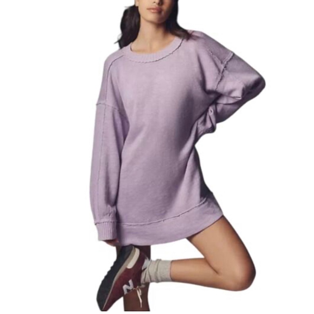 PILCRO Lavender Oversized Sweatshirt Long Sleeve Lagenlook Mini Dress. Size S